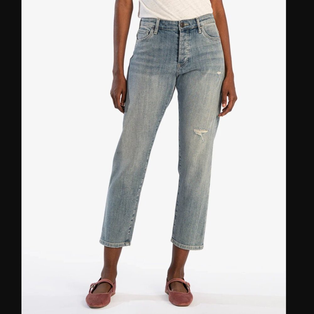 Kut from the Kloth Elizabeth Slouchy Boyfriend Crop Jeans Size 18